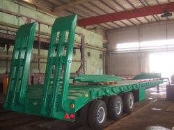 60 ton low bed Semi-trailer with tri-axle and extendable side