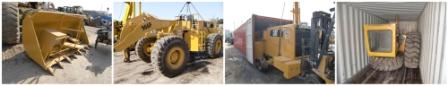 wheel loader loading into container